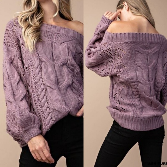 Parker Chunky Cable Knit Sweater (Ash Plum) - Picture 4 of 8